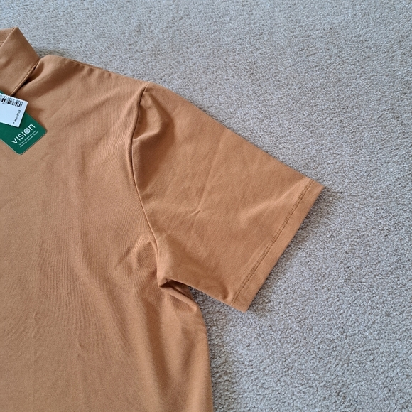 Le31 | Simons Mens Jersey Polo Size Medium Short Sleeved Shirt Camel NWT - Picture 9 of 13